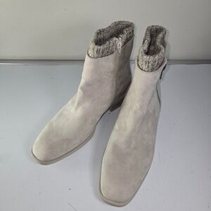 ShoeDazzle‎ Women's Gray Faux Suede Ankle Boots Sweater Knit Cuff Size 9.5